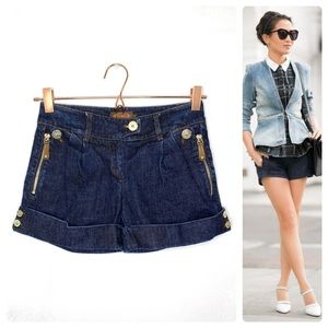 •TOD’S• Rare Cuffed Gold Tab Dark Wash Denim Short